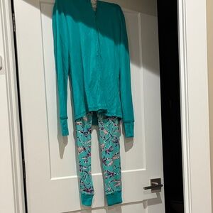 munki munki Teal Pajama Set with Whimsical Print